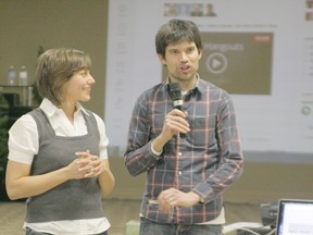 Rebecca Edwards-Rabiey and Brad Rabiey of The Carbon Farmer were accompanied by over 100 supporters at The Belle Petroleum Centre last week where the episode of Dragonsí Den they were featured on finally aired.