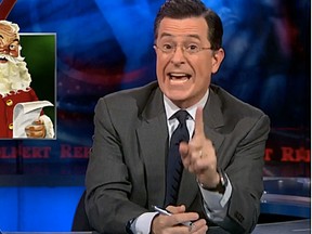Stephen Colbert talks about the incident during his show, the Colbert Report on Tuesday night, at the Kingston Santa Claus parade where a man was telling children Santa wasn't real.