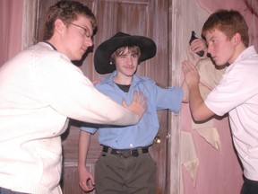 Robert Curwain (left), 18, Joey Eastman, 14, and Connor McLay, 14, are in the Young Theatre Production of Teenage Night of Living Horror. It runs Thursday through Sunday. (DANIEL R. PEARCE Simcoe Reformer)