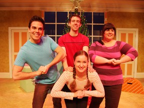 Adam Proulx, left, Iain Stewart, Lili Connor and Stephanie Wilson, front, are featured in Bunch of Munsch at the Sudbury Theatre Centre. JOHN LAPPA/THE SUDBURY STAR/QMI AGENCY