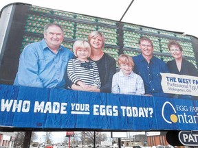 SCOTT WISHART The Beacon Herald
The West family is pictured on this billboard on Erie St. in Stratford.