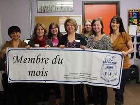 From left: Laura Labelle, Board of Trade Vice-President, Estelle Deschamps, Centre Assistant, Michelle Paquet, student, Anne-Marie Law, Centre Coordinator, Leanna Wlad, student, Jessica Stere, Centre Assistant and Joanne Coburn, Centre Assistant and student.