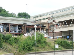 This is a photo a couple of days after the partial roof collapse at the Algo Centre Mall on June 23, during the rescue effort. 
Photo by KEVIN McSHEFFREY/THE STANDARD/QMI AGENCY