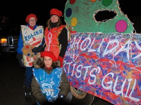 Dickens Days: Pat Hartwell-McLean, left, Suzette Terry and Susan Tanton prepare to board the Port Stanley Artists Guild float in Port Stanley in this file photo of the annual Dickens Days parade which kicks off the Christmas season in Port Stanley. (File photo)