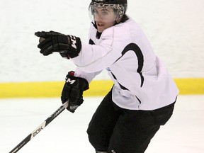 Kingston Frontenacs forward Darcy Greenaway, at practice at the Invista Centre on Wednesday, led the team with 27 goals last season, his first in the Ontario Hockey League. Greenaway, who hails from Wilton, is on pace for 40 goals this season. (Ian MacAlpine/The Whig-Standard)