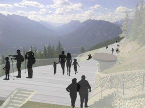 A conceptual view from Mt. Norquay's Cliff House looking south down the walkway toward Banff. Courtesy of Mt. Norquay.