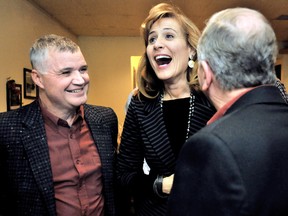 Dominic DoForno, left, shares a laugh with Liberal leadership candidate Sandra Pupatello, and former Chatham-Kent Essex MPP Pat Hoy, at the Satellite Restaurant Friday. Hoy threw his support behind Pupatello for the leadership race. DIANA MARTIN diana.martin@sunmedia.ca
