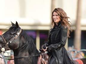 Shania Twain launches her new Las Vegas show on Saturday December 1 at Caesar's Palace.  Twain rode on horseback through Las Vegas earlier this month for a publicity photo shoot.   Photo: Michael Buckner / Getty Images / AFP