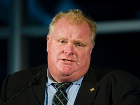 Toronto Mayor Rob Ford speaks a City of Toronto economic development event in a former factory in Toronto, Nov. 29, 2012. (Ernest Doroszuk/QMI Agency)