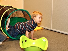 KARA WILSON, for The Expositor


Four-year-old Zane Seguin makes his way through an obstacle course on Sunday during the Lansdowne Children's Centre annual Christmas party.