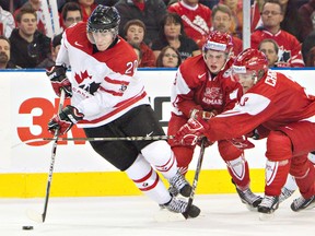 Dorchester’s Boone Jenner, playing here for Team Canada at the 2012 World Junior Championship, has been invited to selection camp in Calgary. (QMI file photo)
