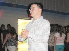 Lance Plaxton, 15, a Grade 10 student, tries some moves at the Mayerthorpe Junior Senior High School dance held at the school on the evening of Friday, Nov. 30.