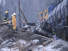 There isn't much left of the logging truck that came into collision with an ONR train east of Kirkland Lake at the level rail crossing on Highway 66.