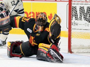 Malcolm Subban makes a save for the Belleville Bulls early last month. He will be fighting for a spot on Canada's world junior team when camp opens next week. (Joel Boyce/QMI Agency Files)