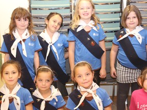 Kincardine Sparks & Brownies (Girl Guides) held their annual enrollment ceremony on Tuesday Nov 13, 2012 at the Kincardine Baptist Church on Queen Street. Back row L-R: Rebecca Bushell, Hanna Beaune, Rayne Bishop, Piper Murray. Front: Tehya Closs, Maiya Roberts, Maysie Roberts, Lauren Jackson. (MARY RITTER/SUBMITTED)