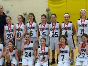 The Timmins Selects Basketball U-11 Girls recently participated in their first-ever basketball tournament in Sudbury. They ended up finishing fourth in the tournament. In the back row from left are coach Ted Weltz, Amelie Bouchard, Madison Bock, Ava Fregonese, Ally Burke, Mya Dolanjski, Kiera Lessard, Mallory Turcotte, and MacKenzie Benoit. In the front row from left are Lauren Deacon, Kelsey Carter, Jadyn Weltz, Macy Turcotte, Gabrielle Cabral-Fielden and Tia Saumur-Nelson.