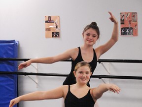 Avery Howard, 13, (back) and Emma Shortt, 11 are two of four local dancers taking part in the Ballet Jorgan production of the Nutcracker at the Sanderson Centre of Performing Arts in Brantford on Dec. 8. The dancers rehearse weekly at Jo-Ann Adams School of Dance in Simcoe. (SARAH DOKTOR Simcoe Reformer)