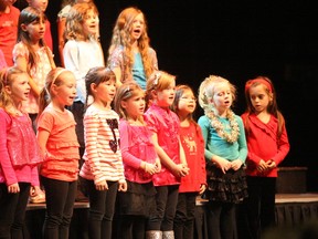 Students from St. Luke Catholic Elementary School perform during Haleyfest Tuesday evening. (GORD YOUNG The Nugget)