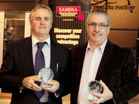 Rick Lemieux Sr. (left), former president of RDH Mining Equipment, and Bob Morin, general manager of Mobile Parts Inc., are the 2012 inductees to the Sudbury Area Mining Supply and Services Association's Hall of Fame. The awards were presented Tuesday morning at SAMSSA's annual general meeting.