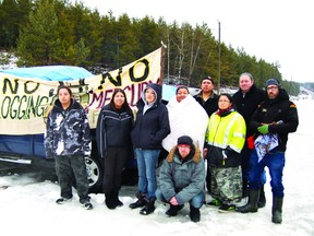 Grassy Narrows blockaders moved their demonstration to a clearcut at Caution Lake Road on Monday, Dec. 3, 2012. 
THOR AITKENHEAD PHOTO