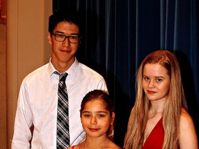 KARA WILSON, for The Expositor


The Brantford Contemporary Showcase highlights concert included performances by the showcase's overall winners: Tatyana Palmer (front), piano; Silas Chinsen, guitar); and Emma Morrison, violin.