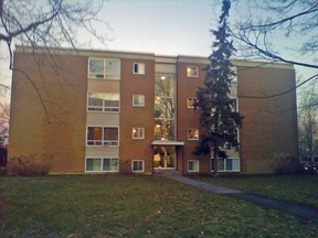 Ottawa police are investigating a 'suspicious death' in this three-story lowrise apartment building at 1189 Meadowlands Dr. Cops were called early on Thursday, Dec. 6 and arrived to find a person dead in an apartment. One person is in custody. (DANIELLE BELL Ottawa Sun)