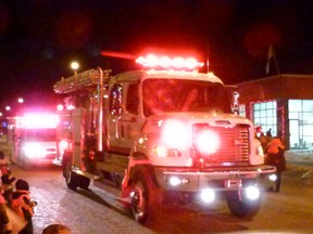 One of Fairview's new pumper trucks in 2011 Santa parade