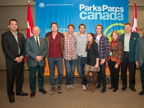Bill Fisher, second from the left, with students who competed in the Canada's Greatest Summer Job contest. COURTESY OF PARKS CANADA