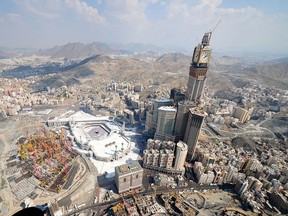 The construction the new hotel complex Abraj al-Bait, looming more than 600 metres over the Grand Mosque and the Kaaba, has destroyed its
historically and spiritually significant surroundings.