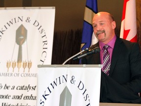 Brent Bushell from The Business Link makes a presentation during the Wetaskiwin & District Chamber of Commerce monthly luncheon Nov. 26, 2012.