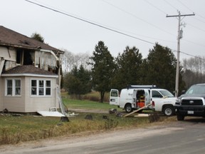 A fire destroyed an East Ferris home Thursday afternoon. Frank Loeffen, chief of the East Ferris Volunteer Fire Department, said wood chip insulation made it difficult to control the stubborn blaze. No injuries were reported, although several pets died in the blaze. (PJ Wilson The Nugget)
