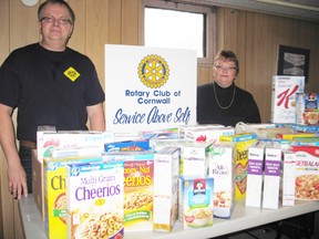The Rotary Club of Cornwall is still looking for 1,000 boxes of cereal for the Children’s Christmas Fund. Rotary president-elect Guy Menard and cereal drive organizer Theresa Taylor.
Staff photo/KATHRYN BURNHAM
