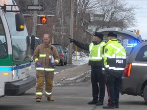 A woman was struck by a city bus at Albert Street East and Bruce Street East on Saturday, Dec. 8, 2012.