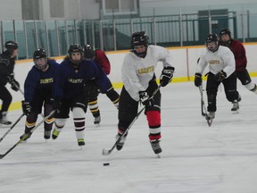 The PCI Saints during practice last week. The Saints finished in 5th place at the 10-team PCI Saints Christmas Classic tournament over the weekend. (Kevin Hirschfield/Portage Daily Graphic/QMI AGENCY)