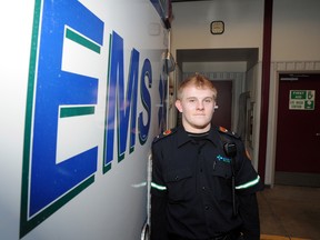 Clayton Dirksen, former AHS cadet is the first to make the jump to a career as EMS worker for Alberta Health Service’s since the program started in 2008. (Graeme Bruce/Daily Herald-Tribune)