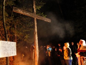 Members of the public stand by the last of 20 stations that re-enact the events of the first Christmas more than 2,000 years ago, during Journey of Bethlehem 2012 at Sidney Baptist Church, north of Belleville, Ont. Saturday, Dec. 8, 2012. Jerome Lessard/The Intelligencer/QMI Agency