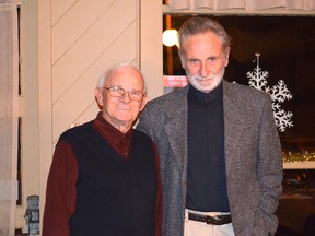 Included in those recipients were Bob Trelford and Mike Sterling of Southampton pictured above right who were both involved in the restoration and protection of marine heritage in Saugeen Shores and Bruce County. The pair were honoured further by fellow members of The Propeller Club at the Nov. 28 meeting at the Walker House in Southampton. Also a recipient of the 2012 Queens Diamond Jubilee Medal was well known Port Elgin resident Eric Eastwood.