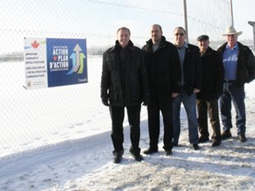 Yellowhead MP Rob Merrifield with Drayton Valley Mayor Moe Hamdon, Coun.Kyle Archer, Coun. Dean Shular and Brazeau County Councillor Bob Kitching.