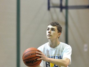 The O'Gorman senior Knights fell in the semifinals against a 'AAAA' school this past weekend at the Ashbury College Invitational in Ottawa. However, the team is taking a positive look at the outcome as it will have a beneficial impact on OFSAA rankings. Knights player Skylar Cornell works on some shooting drills on Monday in preparation for the 42nd Annual Zenon Ziemba Basketball Tournament, which begins Friday.