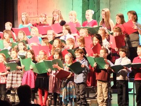 The combined choirs from Our Lady of Lourdes and Our Lady of Fatima schools were a big hit at the Sixth Annual Community Christmas Concert on Dec. 5 in the civic centre theatre.