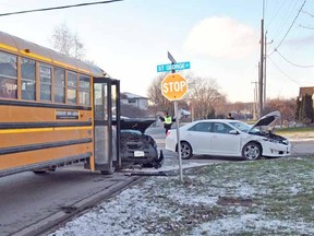 RITA MARSHALL QMI Agency
A collision involving a Murphy school bus and two other vehicles at about 3:15 p.m. Tuesday in Mitchell left at least a couple of motorists with injuries but all students on the bus were okay.