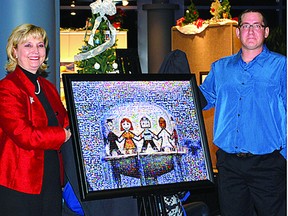 Mayor Gale Katchur unveiled “Water We Lookin’ At” last Thursday at the Sherritt Cultural Pavilion inside the Dow Centennial Centre. The unveiling of the collage work by local photographer Kevin Bonk was part of the annual Art in Public Places initiative.
Photo Supplied