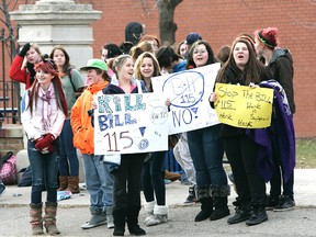 CHRISTOPHER SMITH, The Expositor

Students at BCI walk out of classes Wednesday to protest Bill 115.