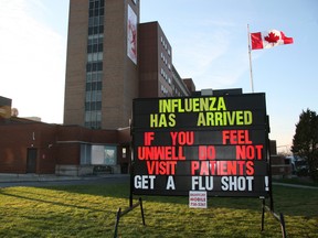 Submitted Photo

A sign at Brantford General Hospital offers advice on dealing with flu.