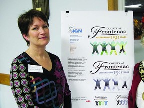 Winning logo designer Donna Larocque and Warden of Frontenac Janet Gutowski pose with the winning logo design at the Warden's dinner on Nov. 21.      Mandy Marciniak - Frontenac This Week