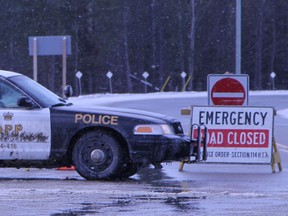 Highway 144 was closed for most of Friday after a crash involving a tractor trailer and a passenger vehicle.  Timmins Times LOCAL NEWS photo by Len Gillis.