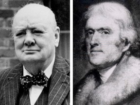 A composite image of Sir Winston Churchill and former U.S. president Thomas Jefferson. (QMI Agency/Files)