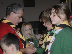 A special recommissioning ceremony was held Sunday morning at the Church of the Epiphany for the revived First Woodstock Scouts troop.