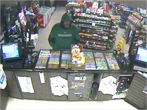 Grande Prairie RCMP supplied photo
Grande Prairie RCMP are seeking a suspect in an armed robbery that occured Dec. 15 at a convenience store at 76 Avenue and 93 Street (Resources Road).