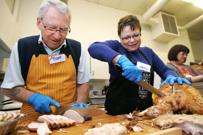 Bissell Centre in Edmonton celebrates the New Year with a turkey dinner